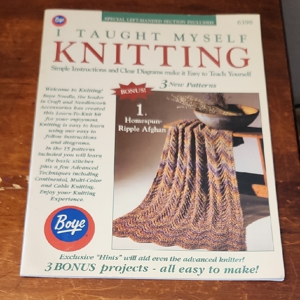 I Taught Myself Knitting Book with Patterns Vintage 1988